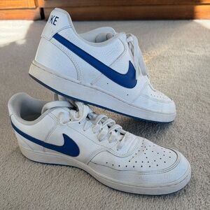 Nike Men’s White Sneakers with Blue Swoosh